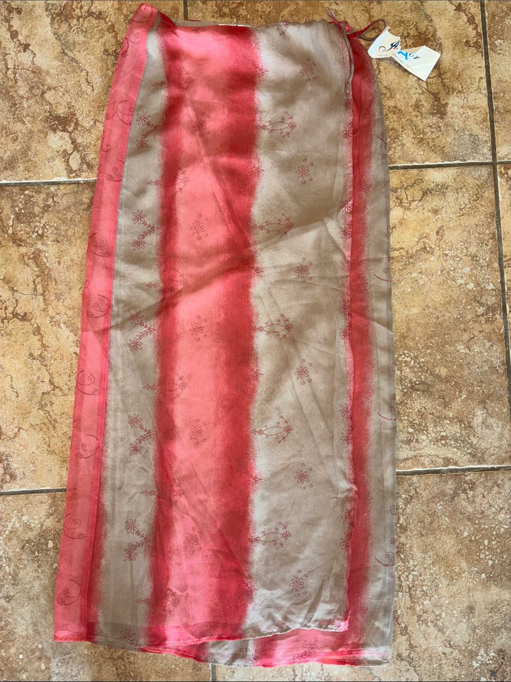 jonathan martin junior Sheer Pink and Taupe Striped Maxi Skirt